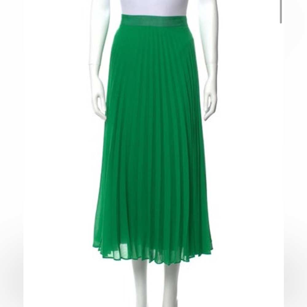 Alice and Olivia green pleated midi skirt